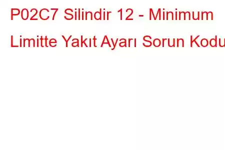 P02C7 Silindir 12 - Minimum Limitte Yakıt Ayarı Sorun Kodu