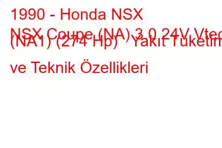 1990 - Honda NSX
NSX Coupe (NA) 3.0 24V Vtec (NA1) (274 Hp) Yakıt Tüketimi ve Teknik Özellikleri