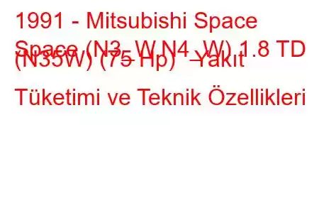 1991 - Mitsubishi Space
Space (N3_W,N4_W) 1.8 TD (N35W) (75 Hp) Yakıt Tüketimi ve Teknik Özellikleri