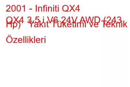 2001 - Infiniti QX4
QX4 3.5 i V6 24V AWD (243 Hp) Yakıt Tüketimi ve Teknik Özellikleri