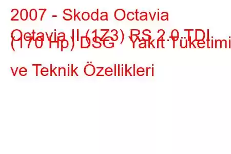 2007 - Skoda Octavia
Octavia II (1Z3) RS 2.0 TDI (170 Hp) DSG Yakıt Tüketimi ve Teknik Özellikleri