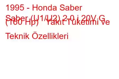 1995 - Honda Saber
Saber (U1/U2) 2.0 i 20V G (160 Hp) Yakıt Tüketimi ve Teknik Özellikleri