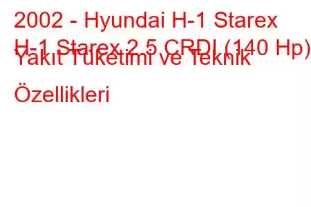 2002 - Hyundai H-1 Starex
H-1 Starex 2.5 CRDI (140 Hp) Yakıt Tüketimi ve Teknik Özellikleri