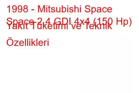 1998 - Mitsubishi Space
Space 2.4 GDI 4x4 (150 Hp) Yakıt Tüketimi ve Teknik Özellikleri