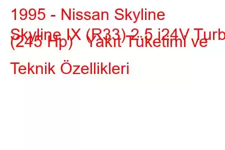 1995 - Nissan Skyline
Skyline IX (R33) 2.5 i24V Turbo (245 Hp) Yakıt Tüketimi ve Teknik Özellikleri