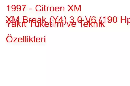 1997 - Citroen XM
XM Break (Y4) 3.0 V6 (190 Hp) Yakıt Tüketimi ve Teknik Özellikleri