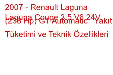 2007 - Renault Laguna
Laguna Coupe 3.5 V6 24V (238 Hp) GT Automatic Yakıt Tüketimi ve Teknik Özellikleri