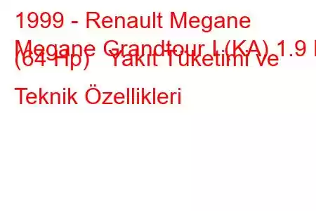 1999 - Renault Megane
Megane Grandtour I (KA) 1.9 D (64 Hp) Yakıt Tüketimi ve Teknik Özellikleri