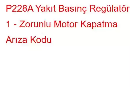 P228A Yakıt Basınç Regülatörü 1 - Zorunlu Motor Kapatma Arıza Kodu