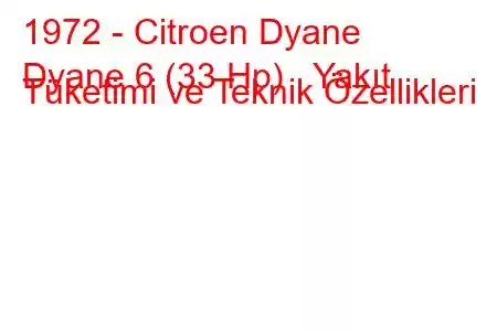 1972 - Citroen Dyane
Dyane 6 (33 Hp) Yakıt Tüketimi ve Teknik Özellikleri