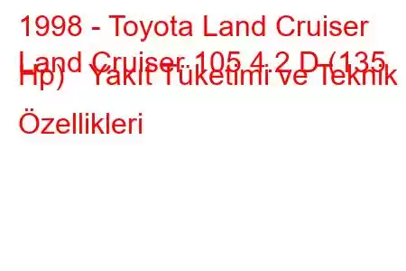 1998 - Toyota Land Cruiser
Land Cruiser 105 4.2 D (135 Hp) Yakıt Tüketimi ve Teknik Özellikleri