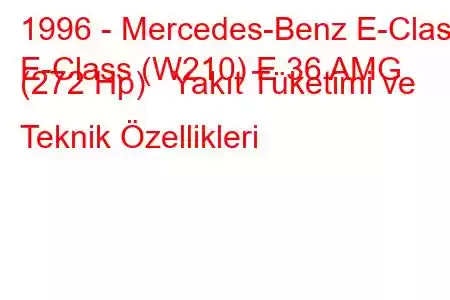 1996 - Mercedes-Benz E-Class
E-Class (W210) E 36 AMG (272 Hp) Yakıt Tüketimi ve Teknik Özellikleri