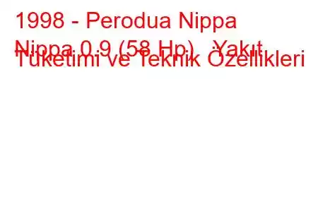 1998 - Perodua Nippa
Nippa 0.9 (58 Hp) Yakıt Tüketimi ve Teknik Özellikleri