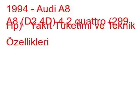 1994 - Audi A8
A8 (D2,4D) 4.2 quattro (299 Hp) Yakıt Tüketimi ve Teknik Özellikleri