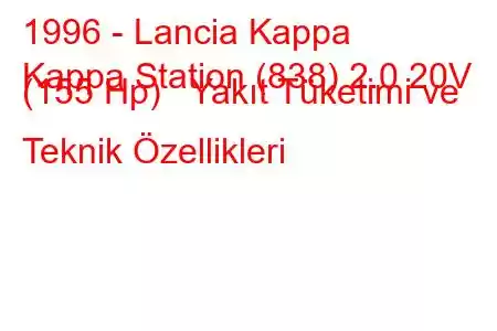 1996 - Lancia Kappa
Kappa Station (838) 2.0 20V (155 Hp) Yakıt Tüketimi ve Teknik Özellikleri