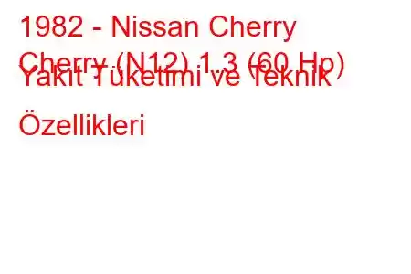 1982 - Nissan Cherry
Cherry (N12) 1.3 (60 Hp) Yakıt Tüketimi ve Teknik Özellikleri