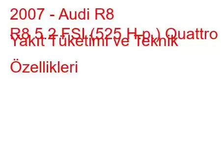 2007 - Audi R8
R8 5.2 FSI (525 H.p.) Quattro Yakıt Tüketimi ve Teknik Özellikleri