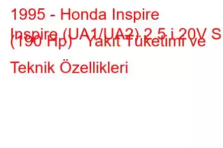 1995 - Honda Inspire
Inspire (UA1/UA2) 2.5 i 20V S (190 Hp) Yakıt Tüketimi ve Teknik Özellikleri