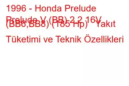 1996 - Honda Prelude
Prelude V (BB) 2.2 16V (BB6,BB8) (185 Hp) Yakıt Tüketimi ve Teknik Özellikleri