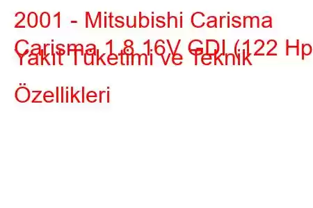 2001 - Mitsubishi Carisma
Carisma 1.8 16V GDI (122 Hp) Yakıt Tüketimi ve Teknik Özellikleri