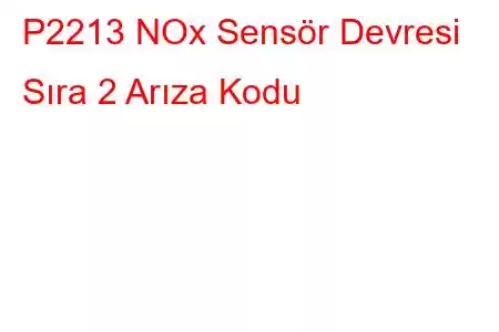 P2213 NOx Sensör Devresi Sıra 2 Arıza Kodu