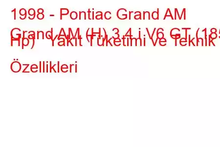 1998 - Pontiac Grand AM
Grand AM (H) 3.4 i V6 GT (185 Hp) Yakıt Tüketimi ve Teknik Özellikleri