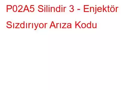 P02A5 Silindir 3 - Enjektör Sızdırıyor Arıza Kodu