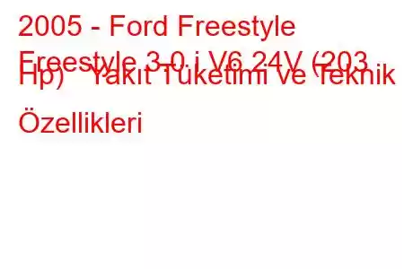 2005 - Ford Freestyle
Freestyle 3.0 i V6 24V (203 Hp) Yakıt Tüketimi ve Teknik Özellikleri