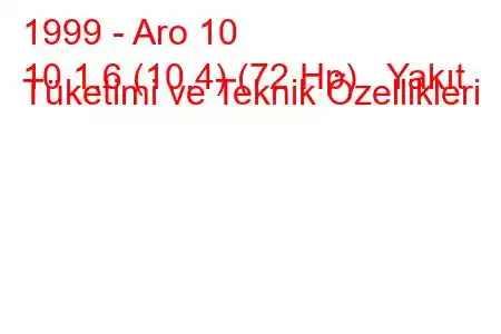 1999 - Aro 10
10 1.6 (10.4) (72 Hp) Yakıt Tüketimi ve Teknik Özellikleri