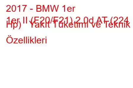 2017 - BMW 1er
1er II (F20/F21) 2.0d AT (224 Hp) Yakıt Tüketimi ve Teknik Özellikleri