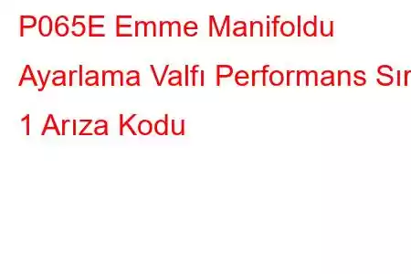 P065E Emme Manifoldu Ayarlama Valfı Performans Sıra 1 Arıza Kodu