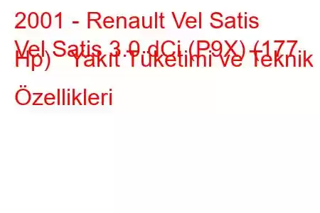 2001 - Renault Vel Satis
Vel Satis 3.0 dCi (P9X) (177 Hp) Yakıt Tüketimi ve Teknik Özellikleri