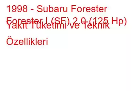 1998 - Subaru Forester
Forester I (SF) 2.0 (125 Hp) Yakıt Tüketimi ve Teknik Özellikleri