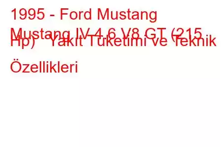 1995 - Ford Mustang
Mustang IV 4.6 V8 GT (215 Hp) Yakıt Tüketimi ve Teknik Özellikleri