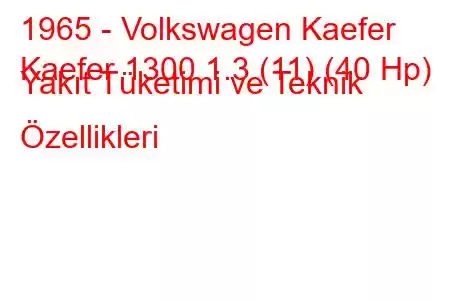 1965 - Volkswagen Kaefer
Kaefer 1300 1.3 (11) (40 Hp) Yakıt Tüketimi ve Teknik Özellikleri