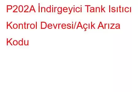 P202A İndirgeyici Tank Isıtıcı Kontrol Devresi/Açık Arıza Kodu