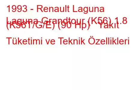 1993 - Renault Laguna
Laguna Grandtour (K56) 1.8 (K56T/G/E) (90 Hp) Yakıt Tüketimi ve Teknik Özellikleri