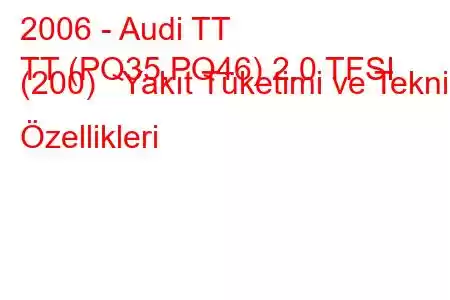 2006 - Audi TT
TT (PQ35,PQ46) 2.0 TFSI (200) Yakıt Tüketimi ve Teknik Özellikleri