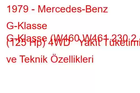 1979 - Mercedes-Benz G-Klasse
G-Klasse (W460,W461 230 2.3 (125 Hp) 4WD Yakıt Tüketimi ve Teknik Özellikleri