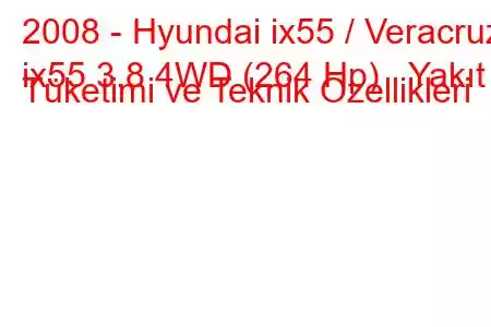 2008 - Hyundai ix55 / Veracruz
ix55 3.8 4WD (264 Hp) Yakıt Tüketimi ve Teknik Özellikleri