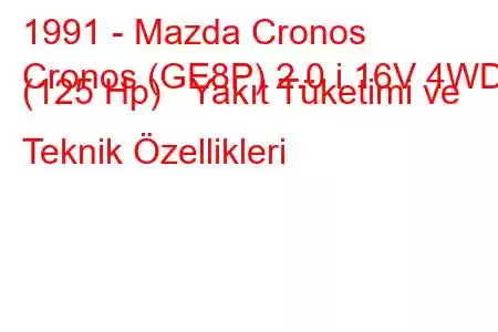 1991 - Mazda Cronos
Cronos (GE8P) 2.0 i 16V 4WD (125 Hp) Yakıt Tüketimi ve Teknik Özellikleri