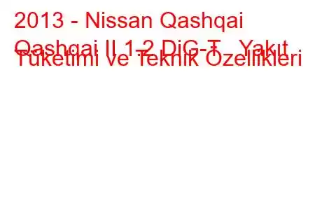 2013 - Nissan Qashqai
Qashqai II 1.2 DiG-T Yakıt Tüketimi ve Teknik Özellikleri