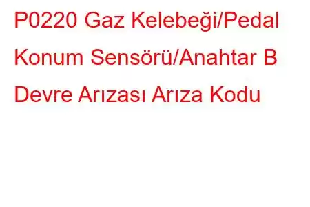 P0220 Gaz Kelebeği/Pedal Konum Sensörü/Anahtar B Devre Arızası Arıza Kodu