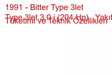 1991 - Bitter Type 3let
Type 3let 3.0 i (204 Hp) Yakıt Tüketimi ve Teknik Özellikleri