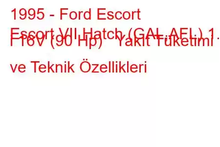 1995 - Ford Escort
Escort VII Hatch (GAL,AFL) 1.6 i 16V (90 Hp) Yakıt Tüketimi ve Teknik Özellikleri