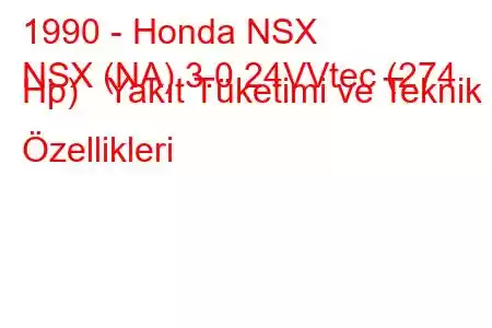 1990 - Honda NSX
NSX (NA) 3.0 24VVtec (274 Hp) Yakıt Tüketimi ve Teknik Özellikleri