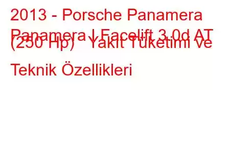 2013 - Porsche Panamera
Panamera I Facelift 3.0d AT (250 Hp) Yakıt Tüketimi ve Teknik Özellikleri