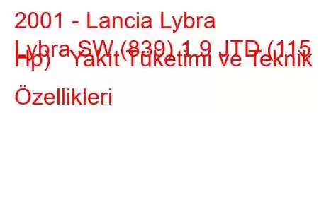 2001 - Lancia Lybra
Lybra SW (839) 1.9 JTD (115 Hp) Yakıt Tüketimi ve Teknik Özellikleri