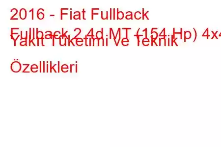 2016 - Fiat Fullback
Fullback 2.4d MT (154 Hp) 4x4 Yakıt Tüketimi ve Teknik Özellikleri