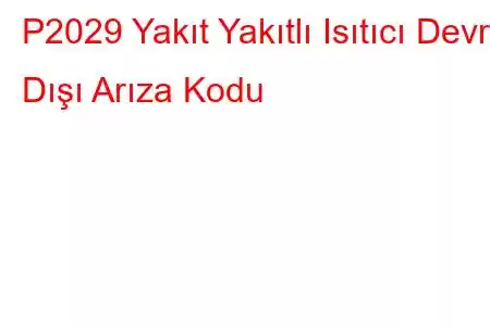 P2029 Yakıt Yakıtlı Isıtıcı Devre Dışı Arıza Kodu